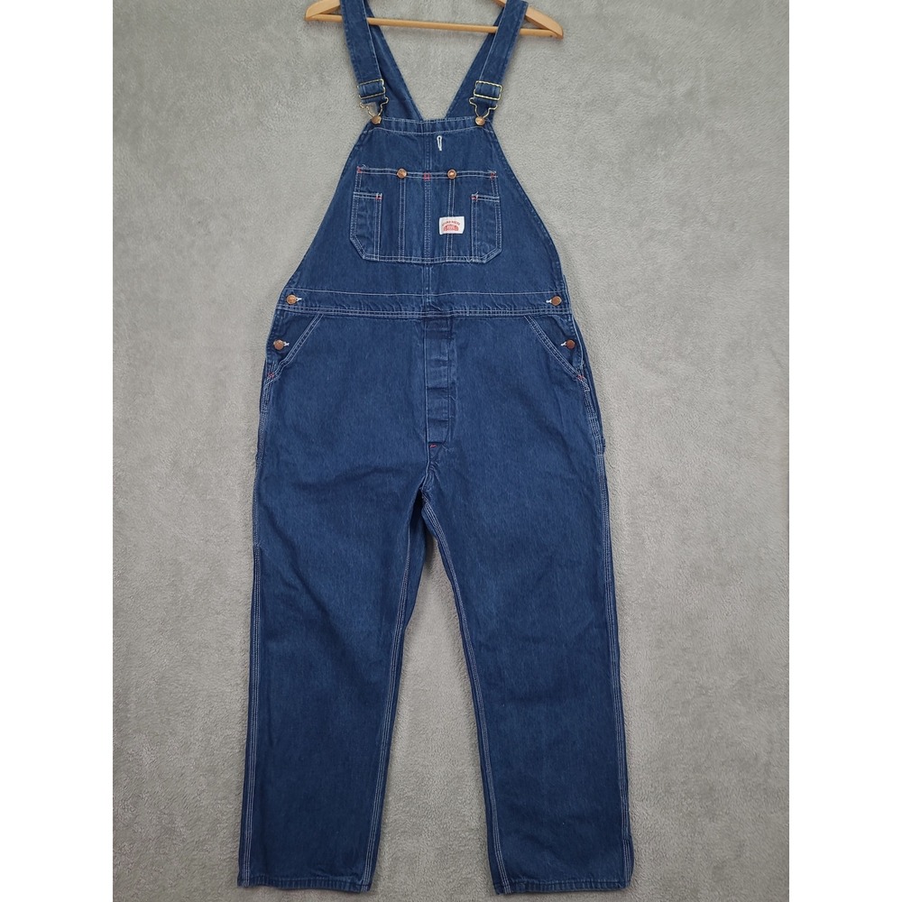 Round‎ House Mens Blue Denim Bib Overalls Made in USA Workwear 42X30 Relaxed Fit